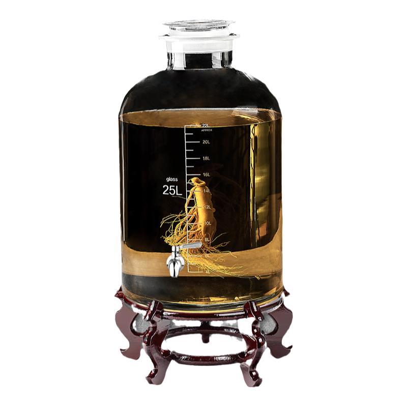 高檔泡酒玻璃瓶加厚高硼硅家用酒壇帶龍頭人參藥酒酒罐釀酒壇酒瓶