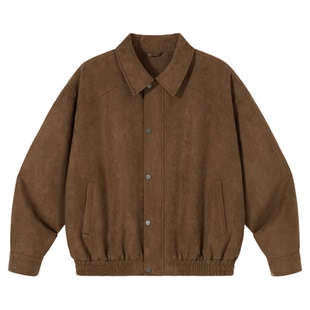 PSO Brand男装女装仿麂皮绒美式复古翻领外套男款休闲拉链夹克