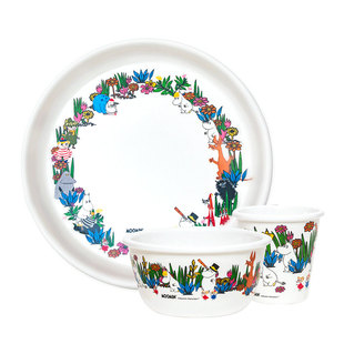 芬兰姆明 防摔餐具套装 竹纤维环保碗盘防烫可爱创意家用亲子礼品