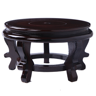 圆形花瓶酒坛花盆鱼缸底座压缩木质高脚花架仿实木工艺品摆件底托