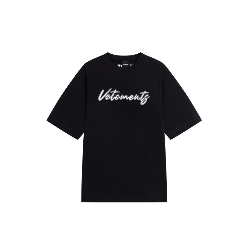 VETEMENTS闪粉前幅logo短袖T恤
