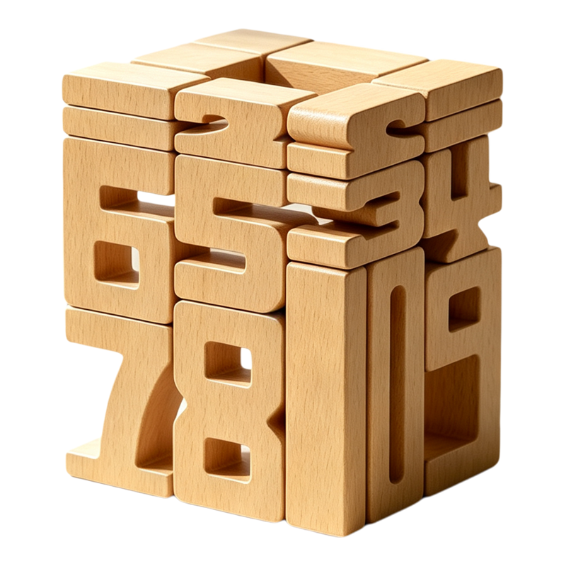 儿童原木数字立体积木加减法教具