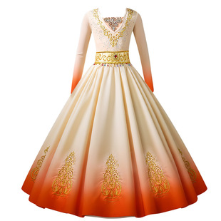 维族新疆舞蹈演出服儿童民族风大摆裙古丽巴哈尔女童舞台表演服装