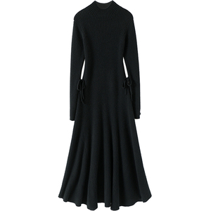 气场一裙搞定！大克重修身羊绒衫女大摆裙长款羊绒连衣裙子冬加厚