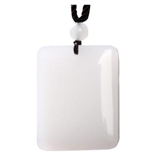 新疆和田金丝玉羊脂白男女情侣款项链天然玉石刻字平安无事牌吊坠