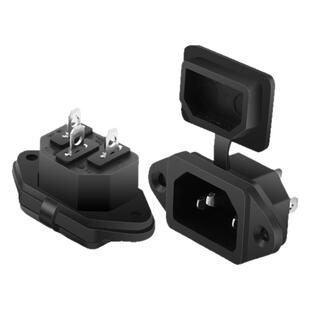 UL认证品字插座AC电源插座三脚插头10A15A250V电脑带耳朵品字公座