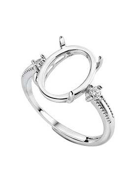 新戒指空托四爪铜镶嵌翡翠玉石蜜蜡琥珀绿松石戒托10*14 10*13.8