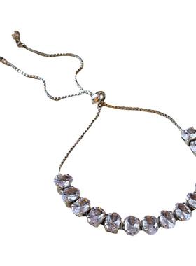 抽拉式精致椭圆手链锆石轻奢