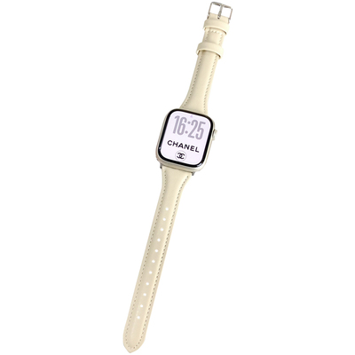 康康的星光色系列秋冬米白皮质适用于iwatch11s10se9苹果手表表带