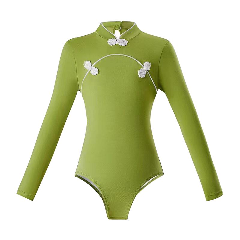 儿童舞蹈服秋季女童练功服长袖芭蕾舞服中国风考级跳舞连体演出服