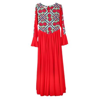 新疆舞蹈演出服新款民族风超大摆裙维族舞台表演款连衣裙女720度