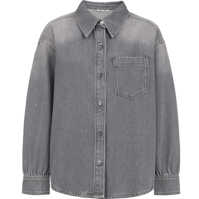 ONLY弧形下摆渐变牛仔衬衫