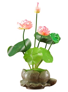 仿真荷花佛前供花陶瓷装饰摆件