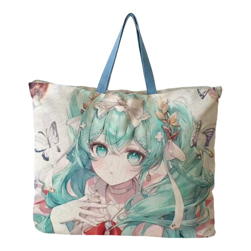 动漫初音牛津布收纳袋防水大容量动漫角色印花手提袋旅行整理袋
