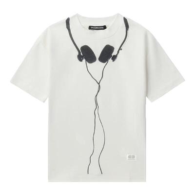 【阿SA同款】i.tGROUNDZERO女装修身短袖T恤新款辣妹耳机印花上衣