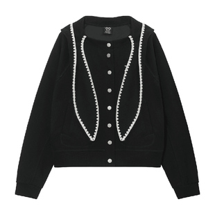 BIPOLAR兔耳贝壳绣连帽开衫卫衣韩系休闲宽松百搭设计感上衣外套