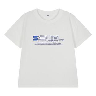 SLY 夏季新品甜酷简约字母印花圆领做旧短袖T恤030ISR90-2061