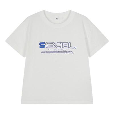 SLY 夏季新品甜酷简约字母印花圆领做旧短袖T恤030ISR90-2061