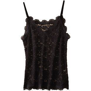 女人味吊带背心外穿钩花无袖短款大码蕾丝镂空内搭打底衫性感上衣