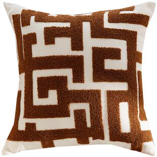 奶油色抱枕套高级感复古风棕色几何打结沙发床上腰靠枕靠垫小红书