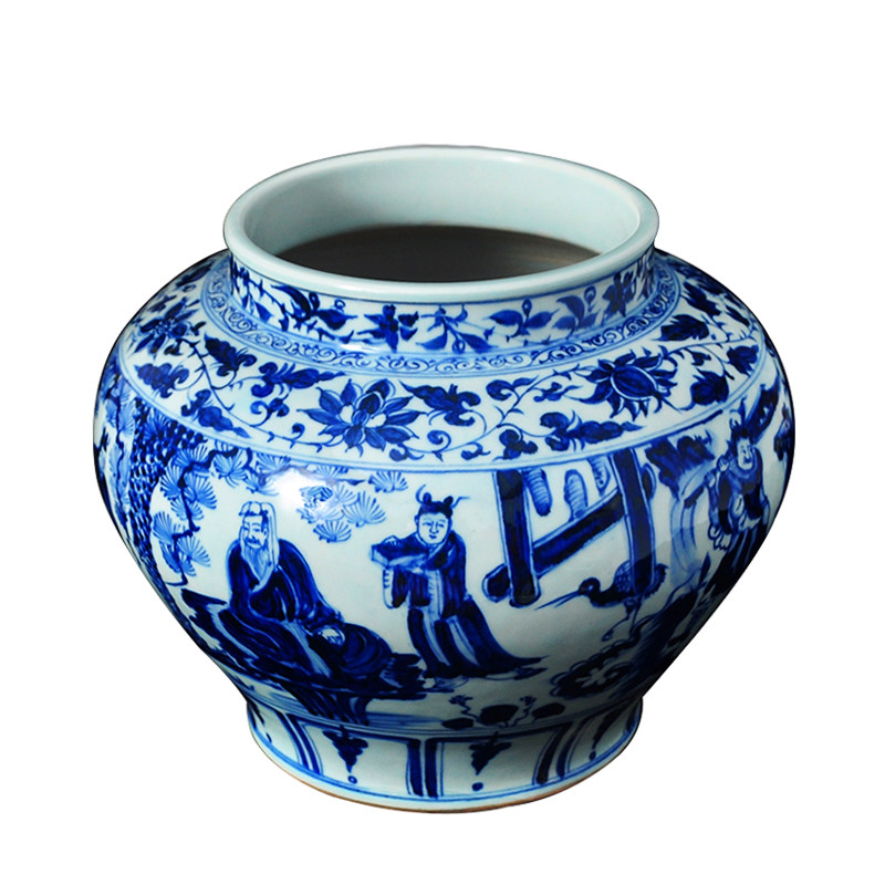 景德镇仿古手绘三顾茅庐家居花瓶