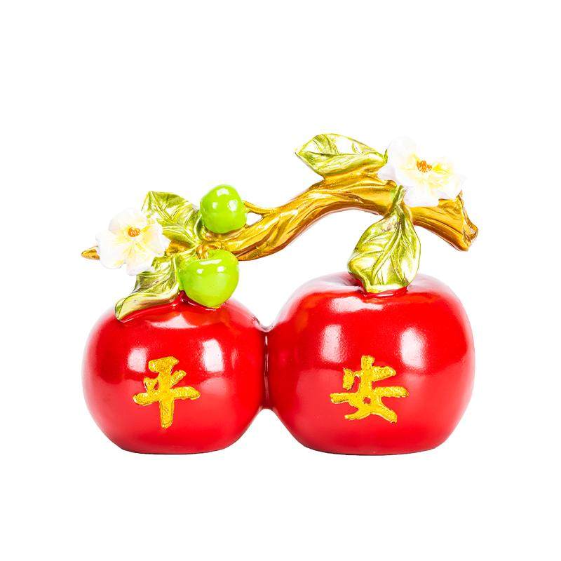 福禄平安苹果车载小摆件中式桌面客厅电视柜装饰礼品茶桌茶盘摆件