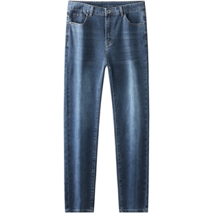 班尼路SK蓝灰色牛仔裤男士宽松直筒弹力2025秋冬款加绒休闲长裤YS