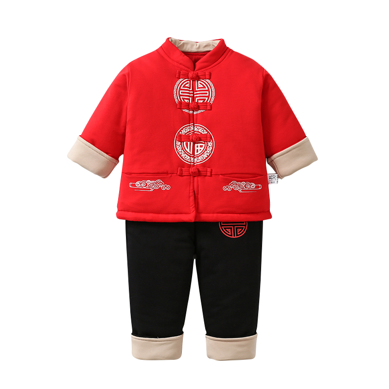 寶寶唐裝秋冬款棉服小孩一周歲抓周服節(jié)日禮服兒童中國(guó)風(fēng)表演服