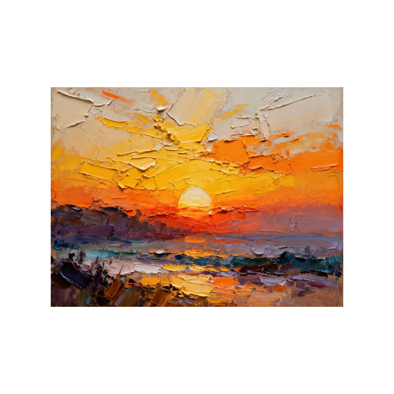 可班手绘油画日落海岸画背景墙画