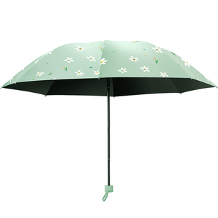 小巧便携晴雨两用伞女黑胶遮阳防晒防紫外线学生上学手动折叠雨伞