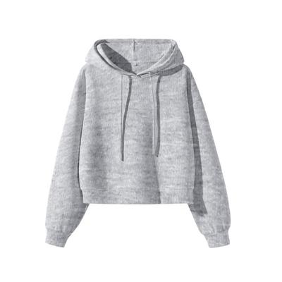 班尼路灰色卫衣女2025新款秋季短款显瘦美式连帽设计感外套上衣Q