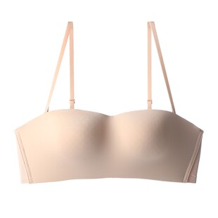 dxtoxs无肩带内衣女聚拢小胸防滑抹胸秋冬薄款无痕隐形粉底液文胸