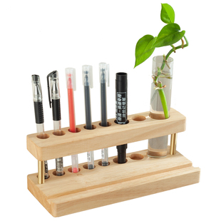 实木笔架多功能创意笔筒收纳盒轻奢高级感办公室桌面手机支架多孔笔插架