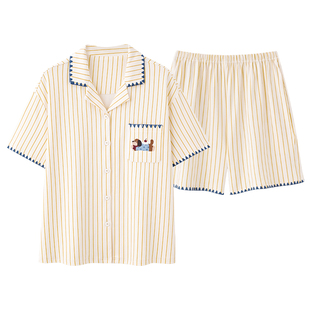 芬腾可安睡衣女款2026新款夏季纯棉女士高级感短袖涵养家居服夏天
