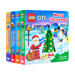 Lego Building Site 原版英文 乐高机关操作书拉玩具书4册 英文原版 幼儿启蒙学习 推拉活动玩具书