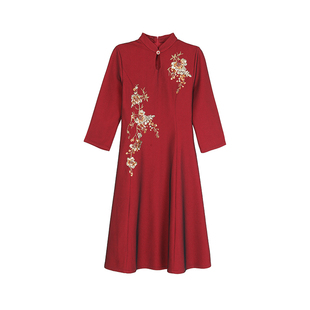 新娘结婚妈妈礼服气质年轻丈母娘旗袍春秋喜婆婆婚宴装连衣裙
