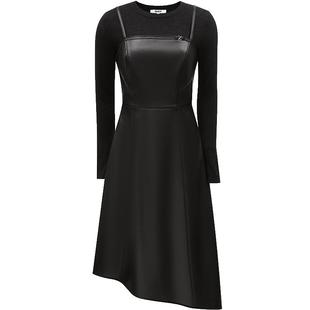 ONLY冬季收腰显瘦两件套PU不规则下摆连衣裙女|12437Y003