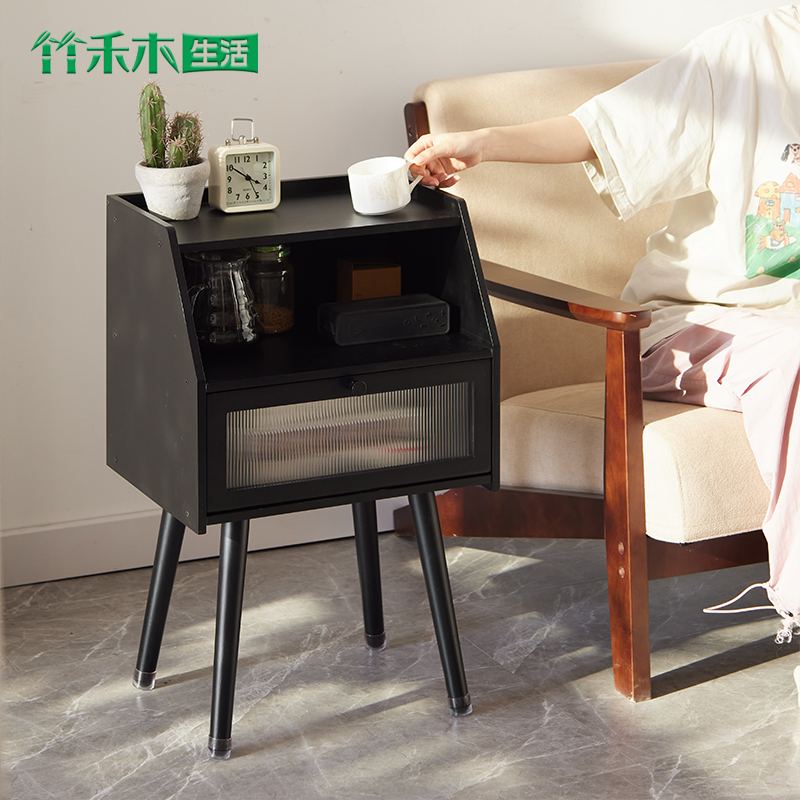 床头柜现代简约床尾收纳小型柜子楠竹简易收纳储物柜卧室置物架