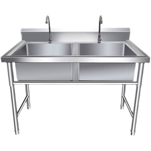 304水池定做不锈钢水槽商用三双单槽饭店厨房洗菜盆洗碗槽带支架