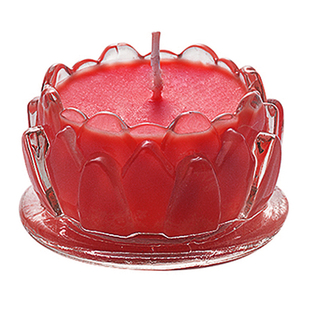 明德平底酥油灯12小时无烟无味玻璃蜡烛供长明灯佛家用平口莲花灯