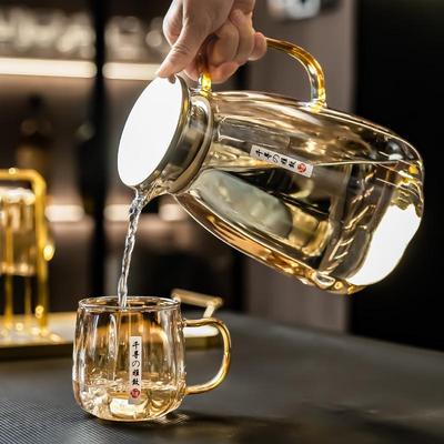 高颜值玻璃水杯家用客厅耐热水具套装带把手泡茶杯子耐高温凉水壶