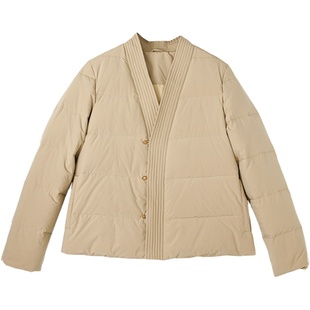 23QDA-326【秋染晴空】前世今生轻中式汉服式交叠V领短款羽绒服