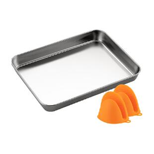 onlycook 304不锈钢肠粉蒸盘商用长方形盘子凉皮盘 家用托盘方盘