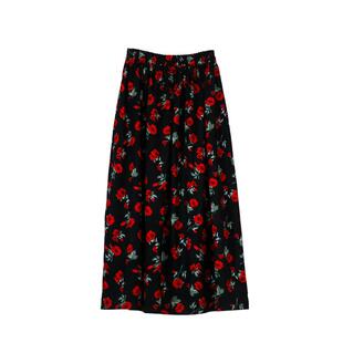 特！文艺气质碎花显高显瘦半身裙原创春夏长裙女灯芯绒A字大摆裙