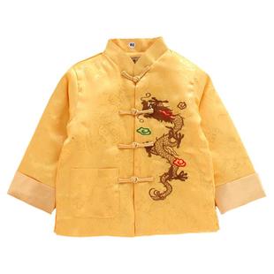 秋冬新款中国风刺绣儿童唐装棉衣宝宝新年装拜年服男童汉服唐装冬