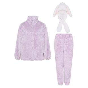 爱美丽IMIS商场睡衣女兔耳帽可拆舒棉绒立领长袖家居套装IM46BJW1