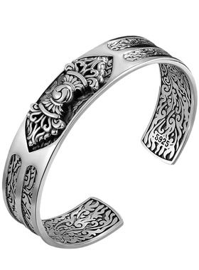 金刚杵手镯唐草纹大方宽面原创
