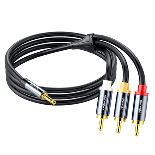 绿众AV线一分三1分3音频线机顶盒接电视机莲花线3.5音频一转三视频线复合线功放机音响DVD音箱适用小米三色线