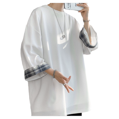 冰丝短袖t恤男款七分袖夏