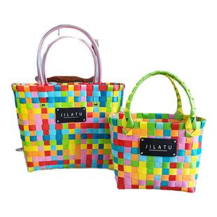 手提女包手拎手工编织包包成品大容量沙滩度假包菜篮子伴手礼品包